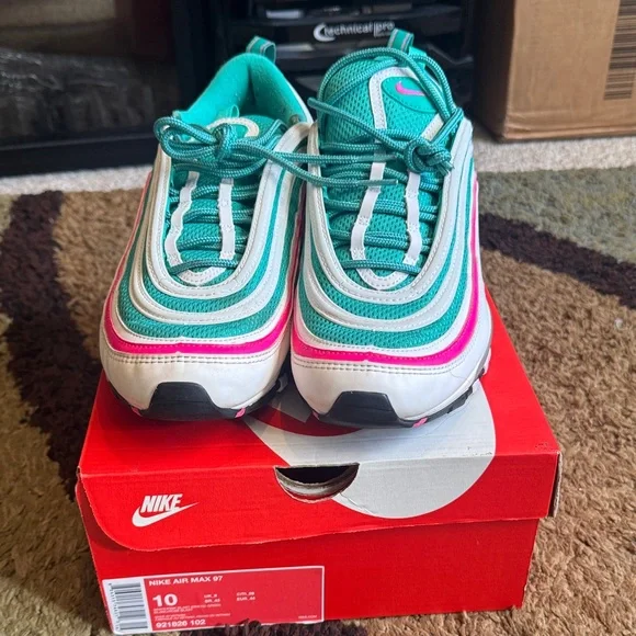 Nike Air Max 97 Green and Pink Sneakers